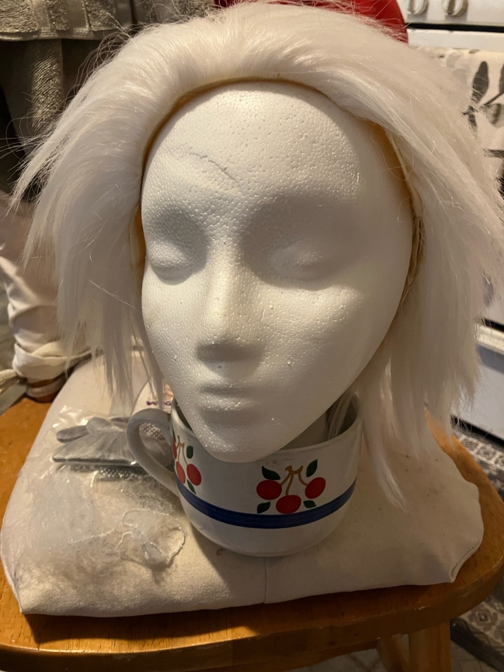 New.  White white blond crazy free style wig with all accessorizes perfect